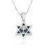 Sterling Silver Davids Star Menorah Pendant with Azurite Stone