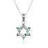 Star of David Mixed Stones Sterling Silver Pendant