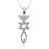 Oxidized Silver Pendant withf Menorah Star of David and Fish