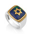 925 Silver Ring with Azurite Stone Gold Plated Star David