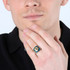 925 Mens Ring with Azurite stone and Gold Plated Star of David