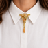 Michal Golan Peach Tree Pearl Fleur De Lis Brooch