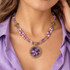 Michal Golan Violet Amethyst Circle Necklace on Double Beaded Chain