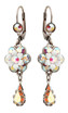 Michal Negrin Jewelry Silver Crystal Flower Hook Earrings With Tear Drop - Multi Color
