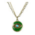 Evil Eye Necklace - Green Circle Pendant With Blue Centered Eye On Single Chain