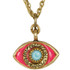 Evil Eye Necklace - Michal Golan Medium, Pink Eye With Blue Crystal Center On Three Stranded Chain