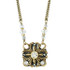 Michal Golan Crystal Centered Square Pendant Double Chain Necklace