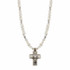 Small Silver Pearl Cross Necklace