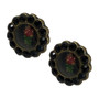 Michal Negrin Round Flower Black Stud Swarovski Cystals Earrings