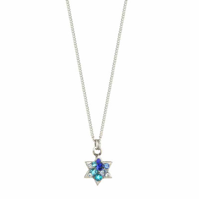 Michal Golan Small Crystal Blue Star of David Pendant