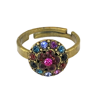 Michael Negrin Ring Leaf & Colorful Swarovski Crystal