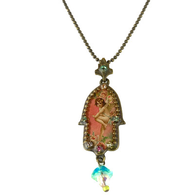 Michal Negrin Crystal Hamsh Angel of Life Necklace