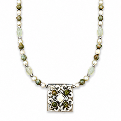 Michal Golan Moss Garden Riverstone Square Necklace