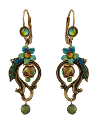 Michal Negrin Jewelry Crystal Flower Bell Hook Earrings