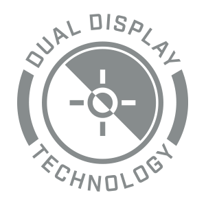 Bushnell Golf laser rangefinders dual display technology icon. Bushnell Golf laser rangefinders dual display technology icon.