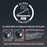 Bushnell Golf Tour V5 Shift laser rangefinder graphic and demonstration of slope switch. Bushnell Golf Tour V5 Shift laser rangefinder graphic and demonstration of slope switch.
