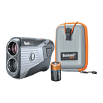 Tour V5 laser rangefinder by Bushnell Golf what's in the box shot on white background.  Tour V5 laser rangefinder by Bushnell Golf what's in the box shot on white background.