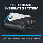 A1-Slope Laser Rangefinder rechargeable integrated battery plugged into USB-C charging cable, lasts 50+ rounds on a single charge. A1-Slope Laser Rangefinder rechargeable integrated battery plugged into USB-C charging cable, lasts 50+ rounds on a single charge.