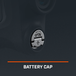 Detail view of Replacement Battery Cap for Pro X3+ and Pro X3+ LINK Laser Rangefinder, text reads Battery Cap.