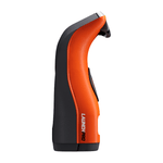 Sleek, curved side profile of the orange Launch Pro unit.
