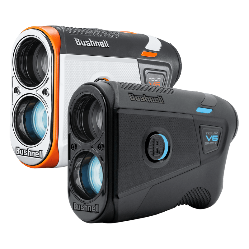 Tour V6 Shift Laser Rangefinders showing Black and White color options Tour V6 Shift Laser Rangefinders showing Black and White color options