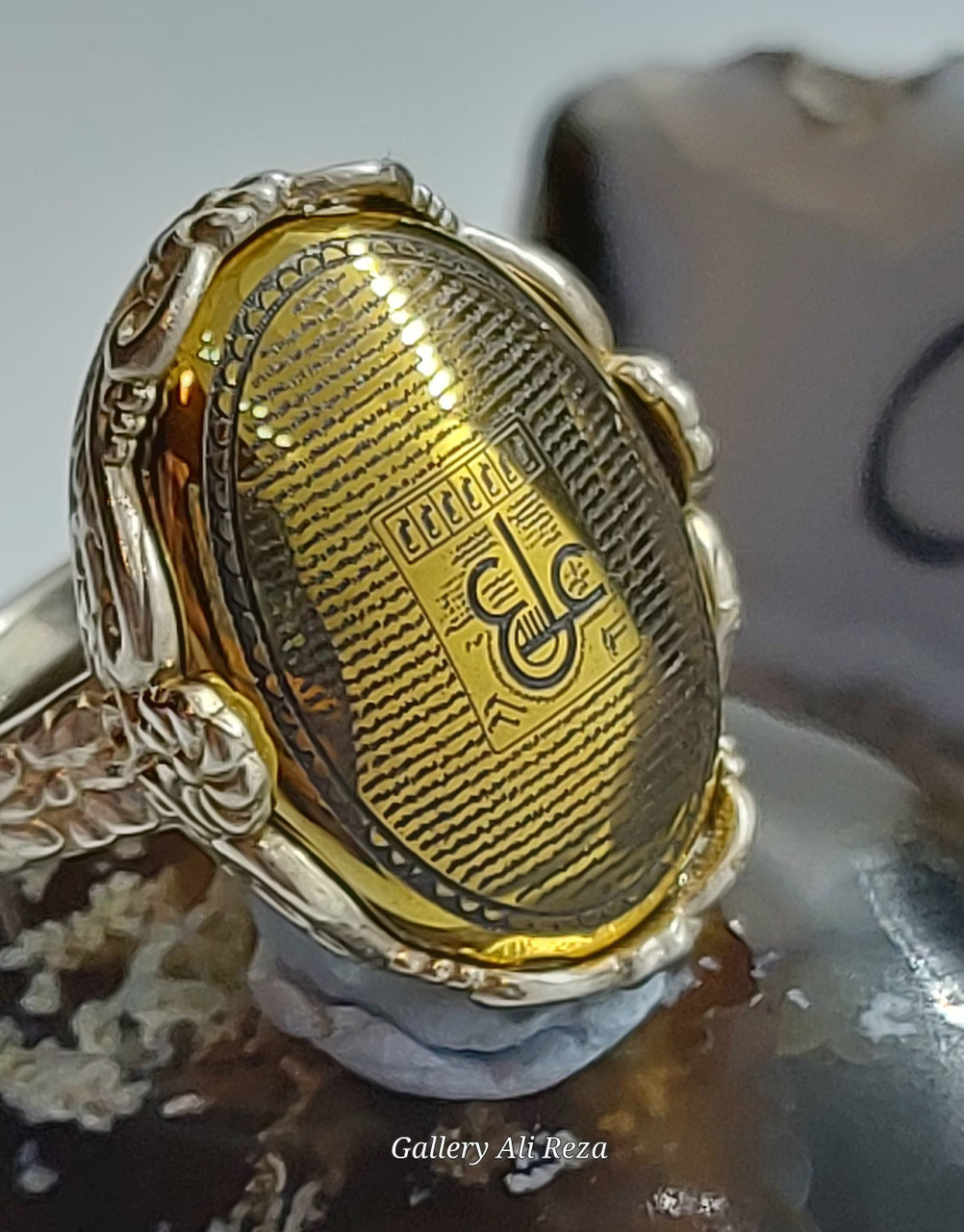Hadeed Cheeni 925 Silver Ring Hadid Cini Hematite dua Ayn Ali