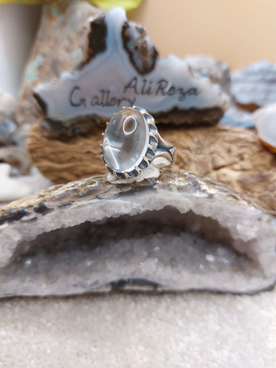 Dur al Najaf Clear Quartz 925 Sterling Silver Ring