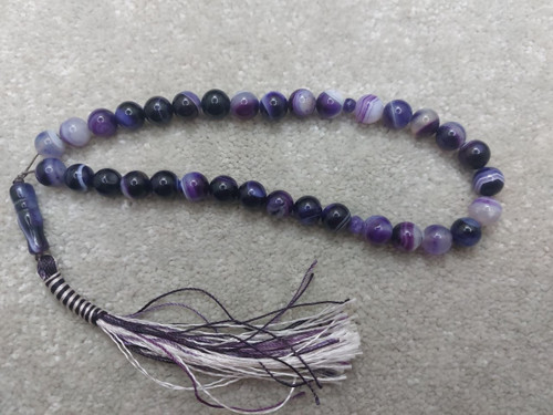 Purple Aqeeq Agate Tasbeeh Rosary Tasbih Misbaha Sibha Prayer Beads 10mm Beads تسبیح مسبحه سبحه