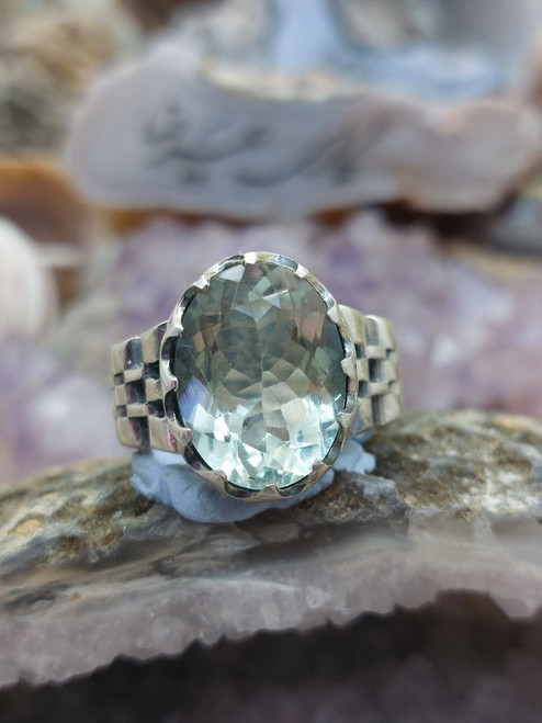 Dure Najaf Ashraf Iraqi, Clear Quartz, Moon Stone, Muh Najaf, 925 Sterling Silver Ring, Ya Ali, Shia Muslim, Islamic Men Ring, green quartz, gif for him, gift for husband