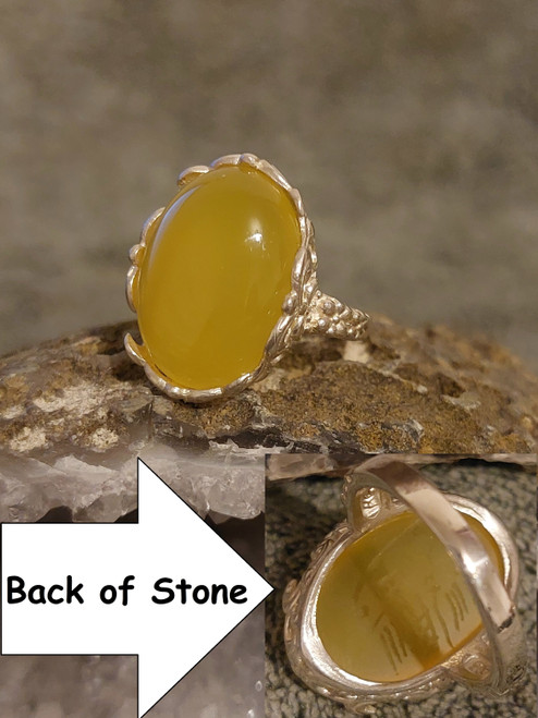 Sharaf al Shams women 925 silver ring Natural Yellow Aqeeq