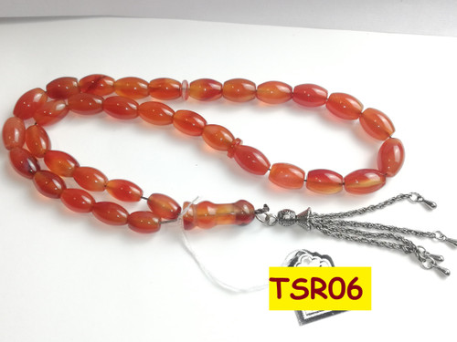 Natural Untreated Aqeeq Yemeni Tasbih, Genuine Untreated Aqiq Yemeni Tasbeeh, Tasbih Mesbehe Misbaha Rosary Sibha Light Brown Colour Agate 33 Beads سبحة تسبیح مسبحه عقیق یمنی