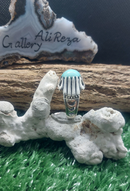 Persian Turquoise Nishapur ajami, 925 silver sterling ladies ring, Shia Muslim Feroza Ring,