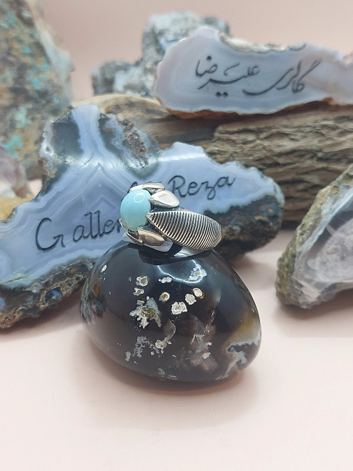 Persian Turquoise Nishabur Ajami, 925 Sterling Silver men ring, Feroza Nishapur Shia Muslim Jewellery,