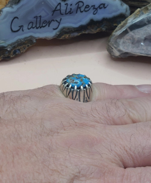 Persian Feroza Neyshaburi shajari 925 silver sterling men ring real