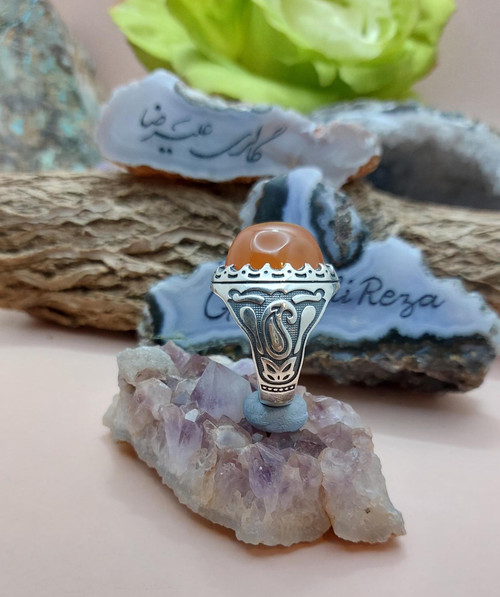 Red Aqeeq Yemeni 925 Silver Ring, Red Carnelian Yemeni ring gift for him, gift for husband Red Aqeeq Yemeni 925 Silver Ring, Red Carnelian Yemeni ring gift for him, gift for husband