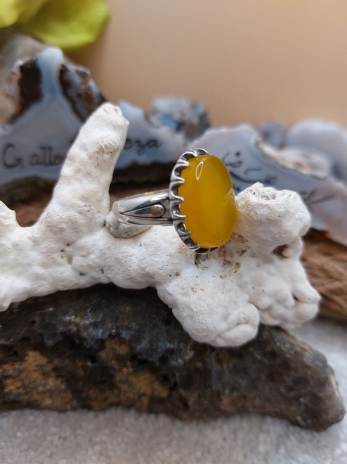 Authentic Sharaf al Shams 925 Sterling Silver Ring Natural Yellow Aqeeq Authentic Sharaf al Shams 925 Sterling Silver Ring Natural Yellow Aqeeq