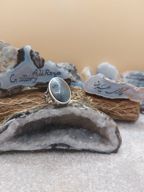 Hematite 925 Sterling Silver Men Ring, Ya Ali, Ya Fatima, 4 Salam Ziarat Ashura, against Evil Eyes , Repels Negativity , Protection armour Hematite 925 Sterling Silver Men Ring, Ya Ali, Ya Fatima, 4 Salam Ziarat Ashura, against Evil Eyes , Repels Negativity , Protection armour