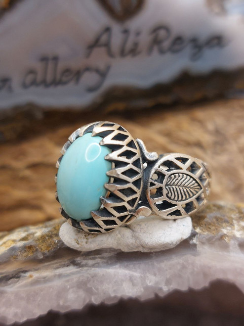 Persian Feroza Nishapuri Ajami 925 silver sterling ladies ring Natural, Shia Muslim Feroza Ring,