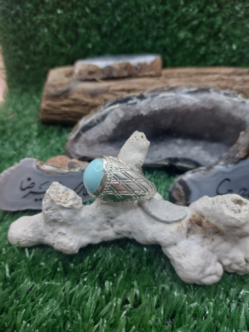 Persian Turquoise Nishapur Ajami, 925 silver sterling ladies ring, Shia Muslim Feroza Ring,