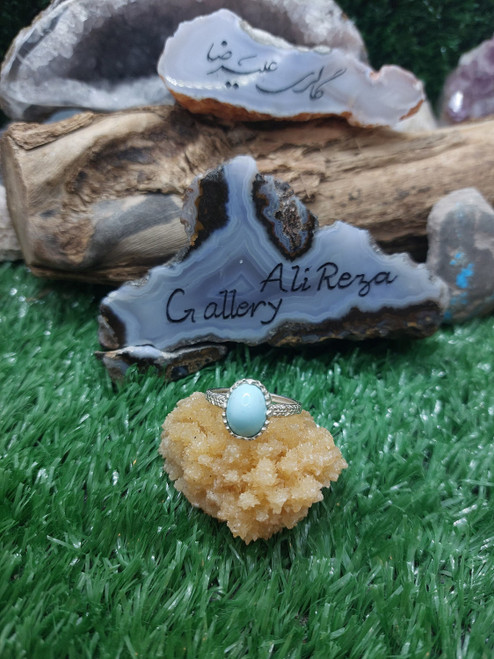 Persian Turquoise Nishapur Ajami, 925 silver sterling ladies ring, Shia Muslim Feroza Ring,