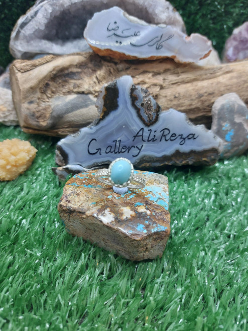 Persian Turquoise Neyshaburi Shajari, 925 silver sterling men ring, Shia Muslim Feroza Ring,