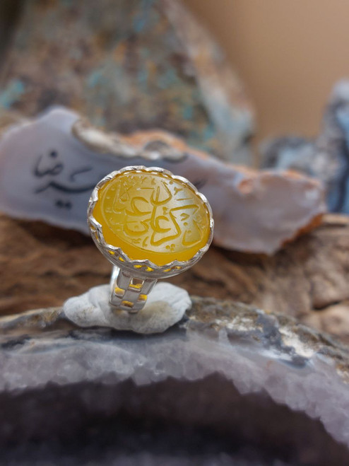 925 Sterling Silver Ring, Authentic Agate Hand Engraved, Shia Muslim Jewlellery,