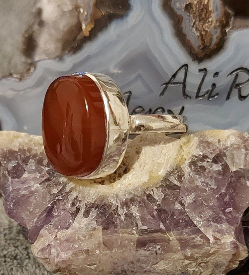 Men Aqeeq Yemeni Carnelian 925 Sterling Silver Ring Hirz imam ai Jawad a.s. Turbah Imam Hussain a.s.