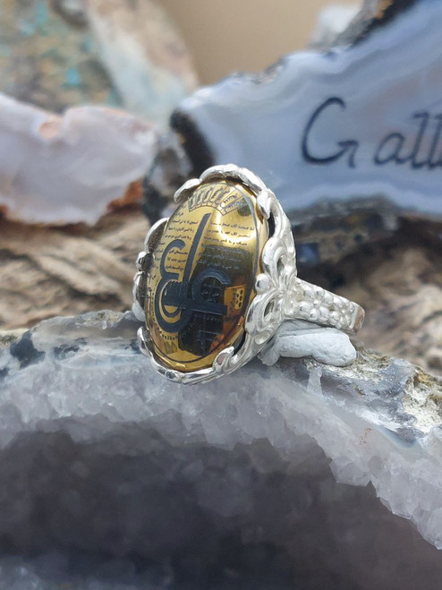 Hematite Cini 925 Sterling Silver Ladies Ring, against Evil Eyes, Repels Negativity, Protection armour,