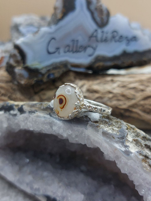 Sulaimani Aqeeq, Genuine Moss Agate Soleimani, 925 Sterling Silver Ladies Ring