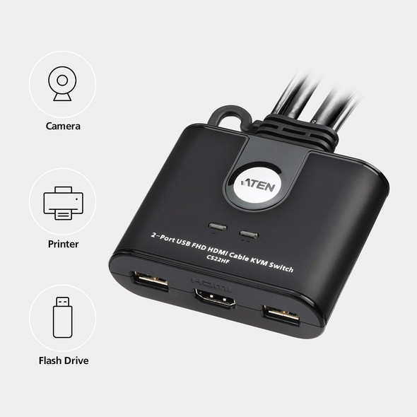 Aten CS22HF 2 Port USB HDMI KVM Switch