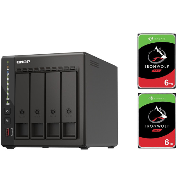 QNAP 453E 4-Bay NAS with 2X 6TB NAS HDD Bundle