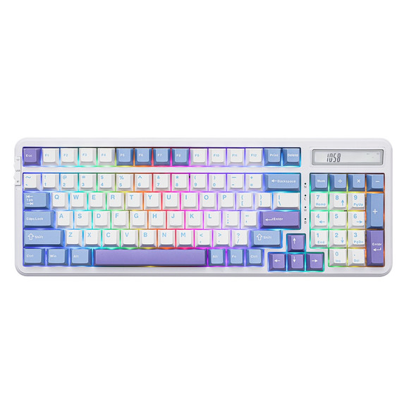 Epomaker Cypher 96 RGB Hot-swappable Wireless Mechanical Keyboard - White Blue, Wisteria Linear Switch, 96 keys