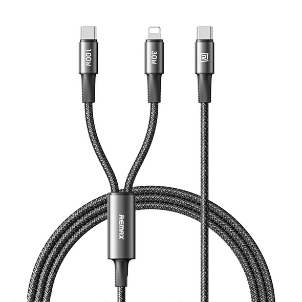 Buy the REMAX Wind Speed 100W Aluminum Alloy USB-C to USB-C + Lightning 2 in 1 Braided Data Cable 1.2M ( CB25(C-C+L) 1.2M ). Shop online at Extremepc.co.nz