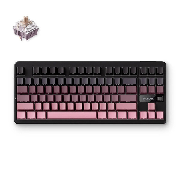 MCHOSE G87 Tri-mode RGB Hot-Swappable Wireless Gaming Keyboard - Black Pink, Matcha Latte Switch, 87 keys
